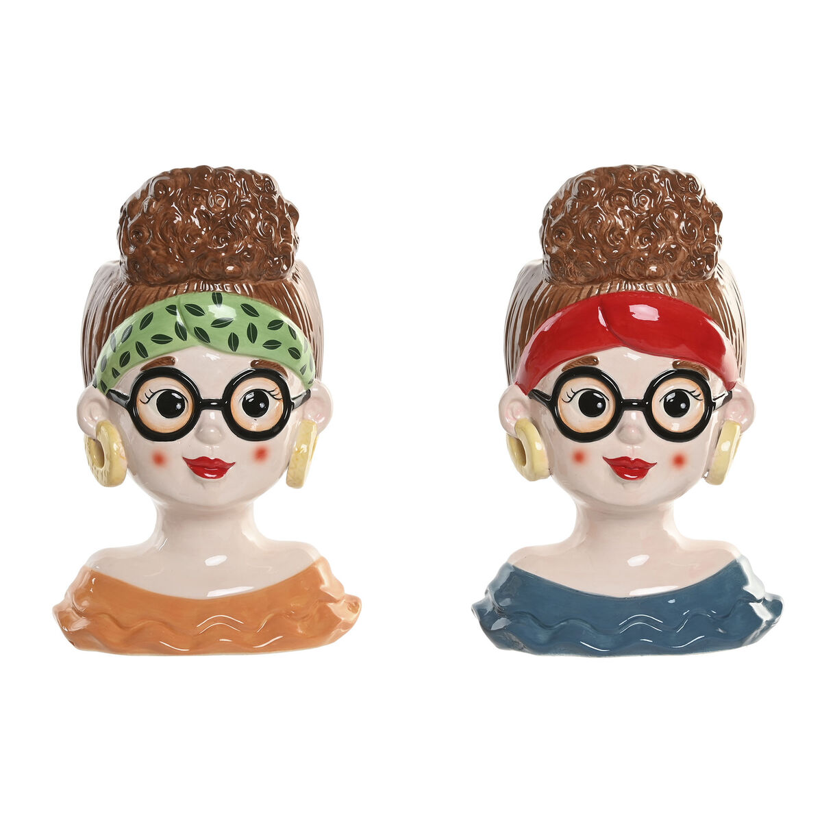 Grondlegger Home ESPRIT Multicolour Keramisch Tropisch chica 18 x 14 x 28 cm (2 Stuks)