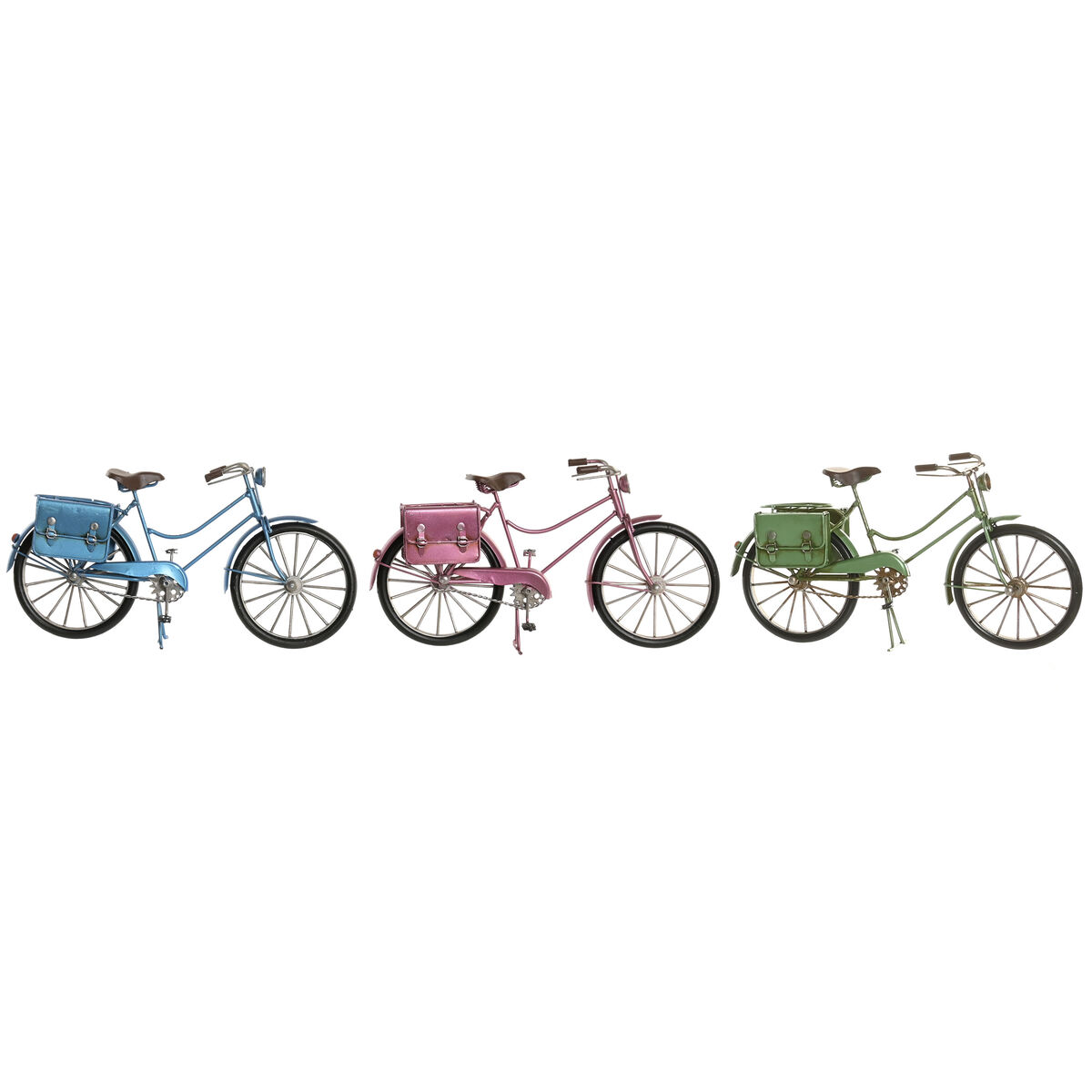 Decoratieve figuren Home ESPRIT Blauw Rood Groen Roze Fiets Vintage 30 x 9 x 15 cm (3 Stuks)