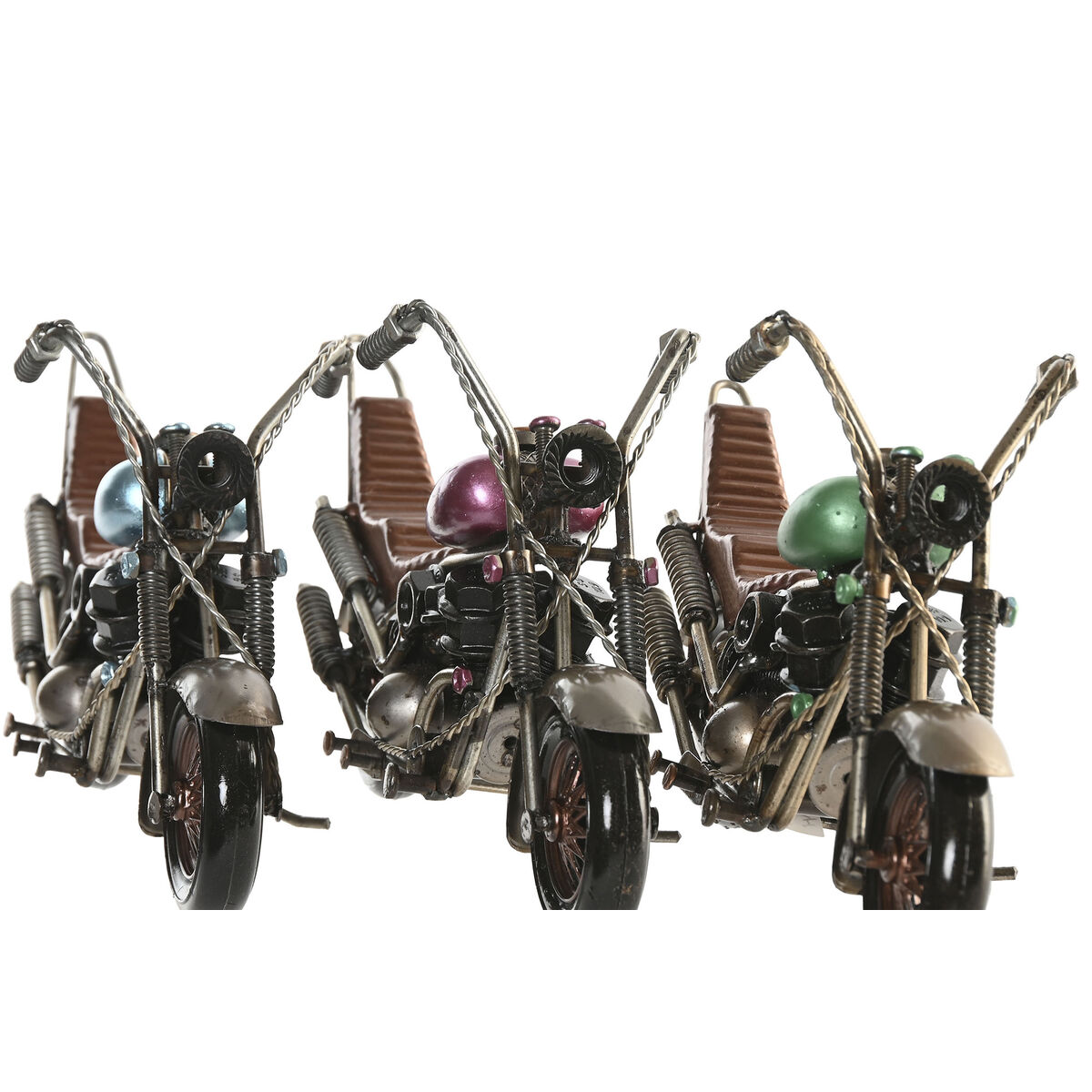 Decoratieve figuren Home ESPRIT Blauw Groen Lila Motorfiets Vintage 23 x 8 x 11 cm (3 Stuks)