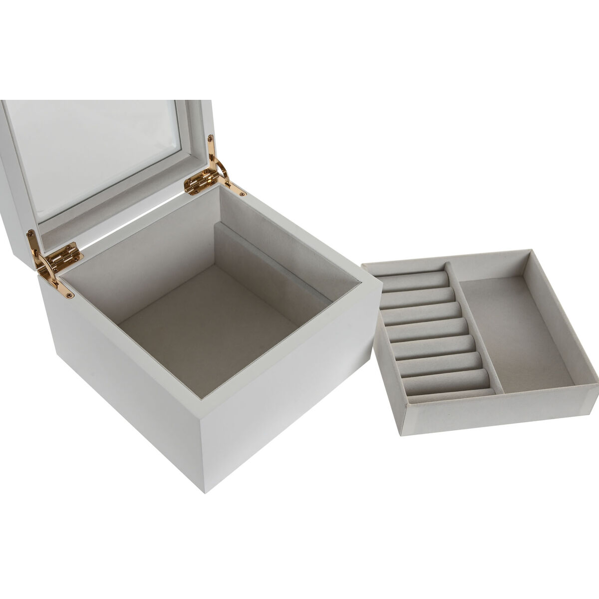 Doos-Juwelenkistje Home ESPRIT Wit Hout Kristal