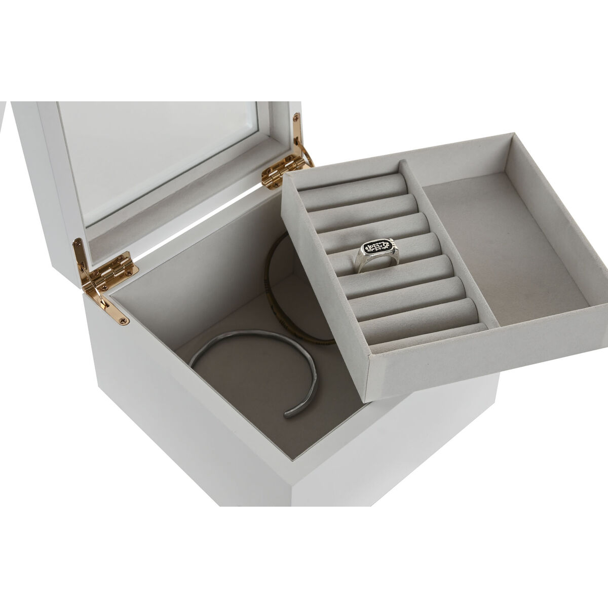 Doos-Juwelenkistje Home ESPRIT Wit Hout Kristal