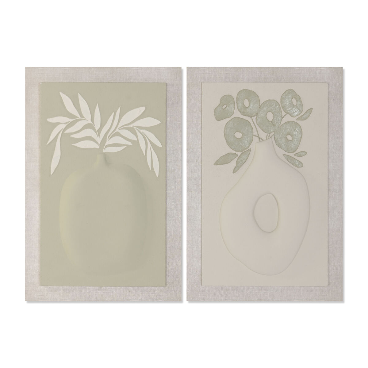 Canvas Home ESPRIT Groen Beige Vaas Scandinavisch 80 x 3 x 120 cm 80 X 10 X 120 CM (2 Stuks)