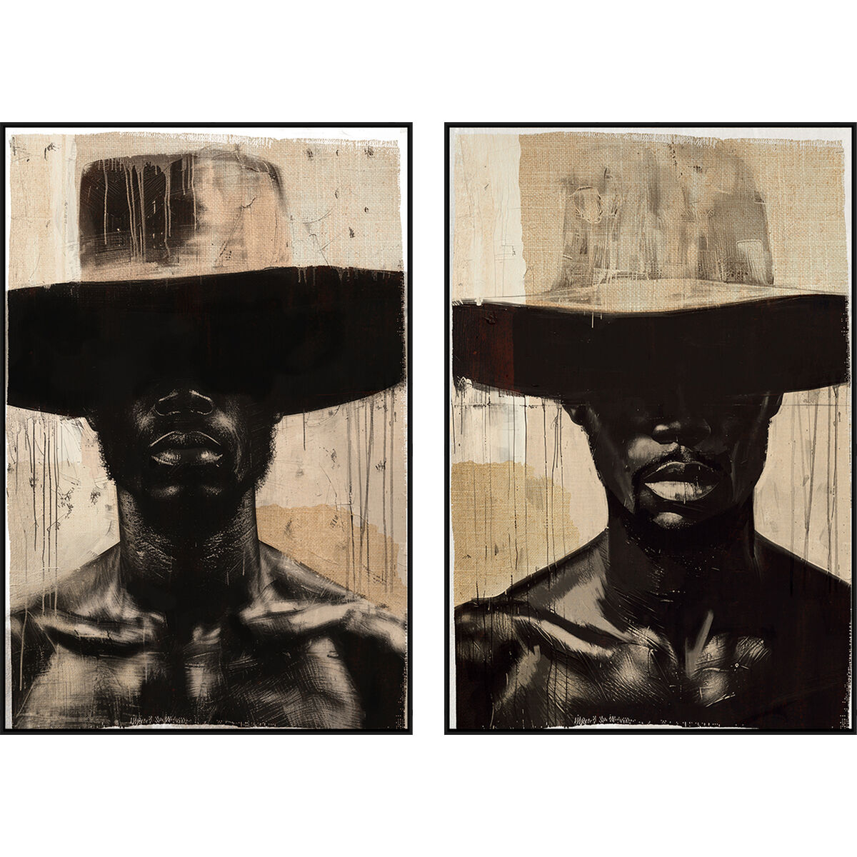 Canvas Home ESPRIT Bruin Zwart Koloniaal (2 Stuks)