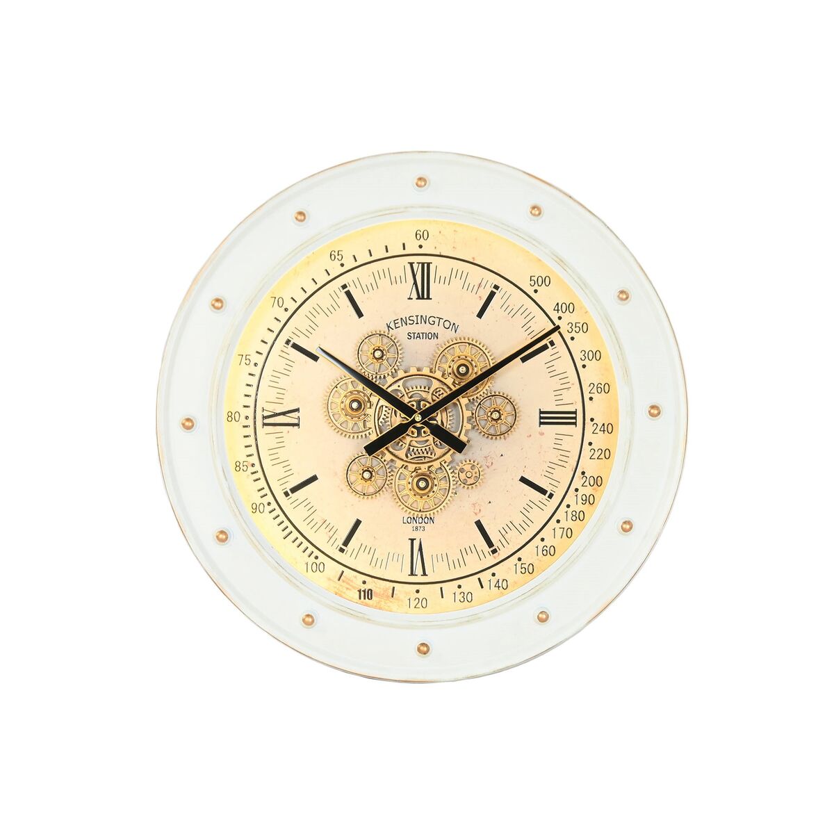 Muurklok Home ESPRIT Wit Metaal Loft 60 x 9 x 60 cm