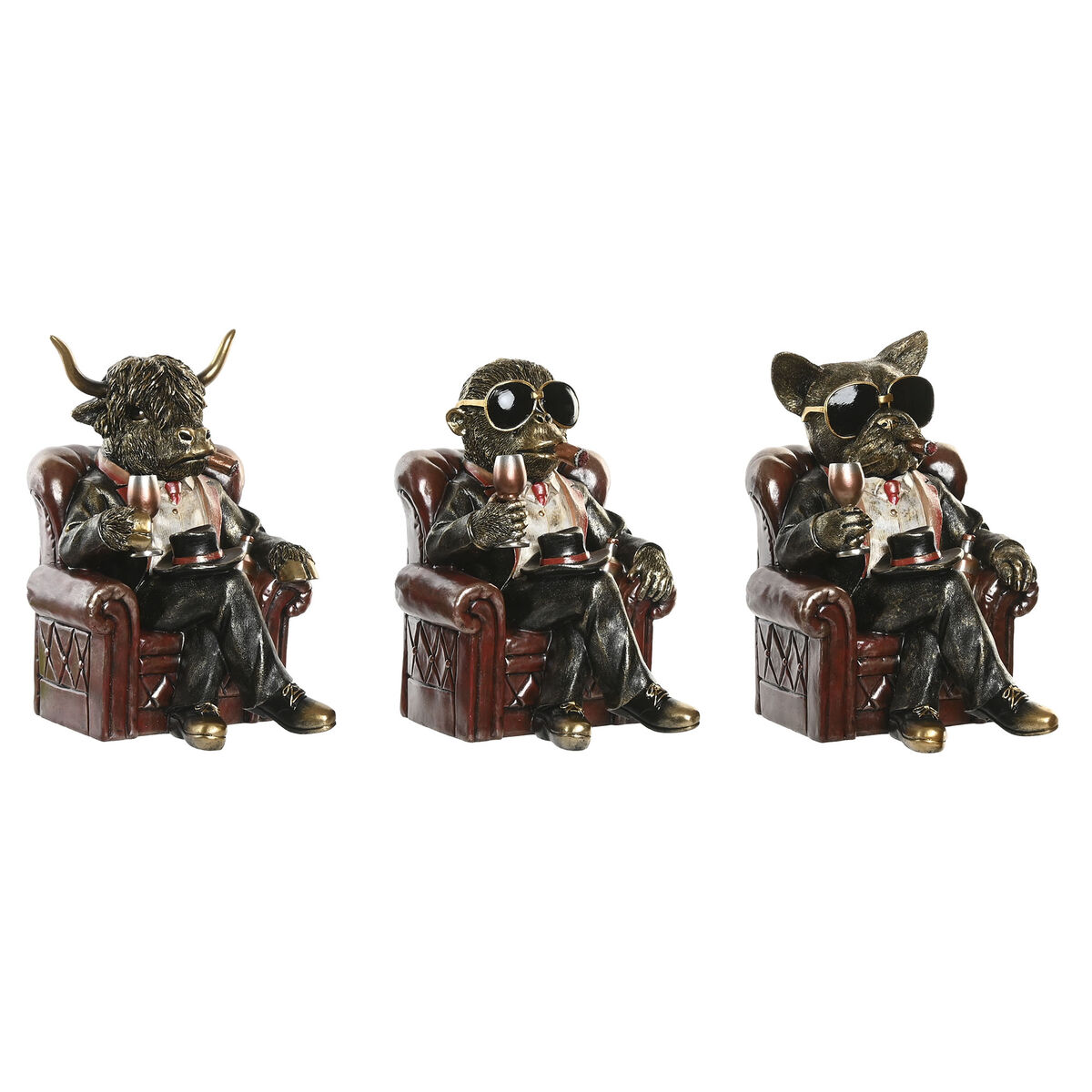 Decoratieve figuren Home ESPRIT Bruin Gouden 18 X 22,5 X 26,5 CM (3 Stuks)