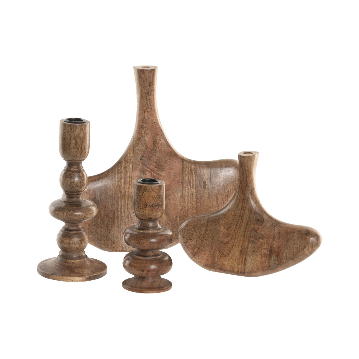 Set van 2 Vazen Home ESPRIT Bruin Mangohout Abstract Natuurlijk Stads 29 X 4,5 X 26 CM (2 Onderdelen)