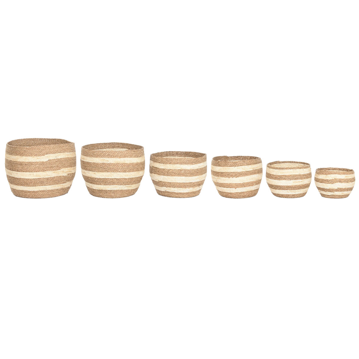 Decoratieve Doos Home ESPRIT Crème Natuurlijk Natuurlijke Vezel