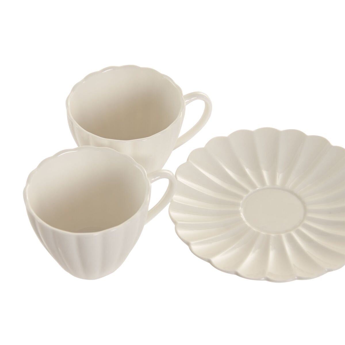Set of 6 Cups with Plate Home ESPRIT White Porcelain 150 ml, view 3