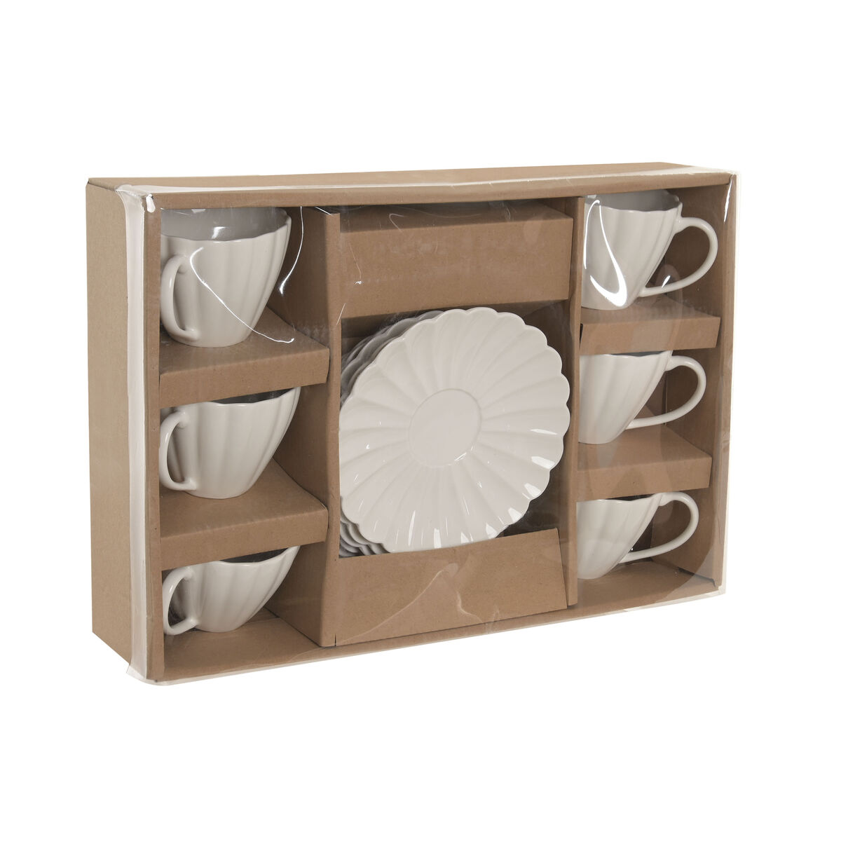 Set of 6 Cups with Plate Home ESPRIT White Porcelain 150 ml, view 4