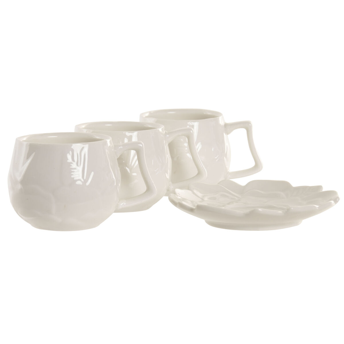 Set of 6 Cups with Plate Home ESPRIT White Porcelain 120 ml, view 2