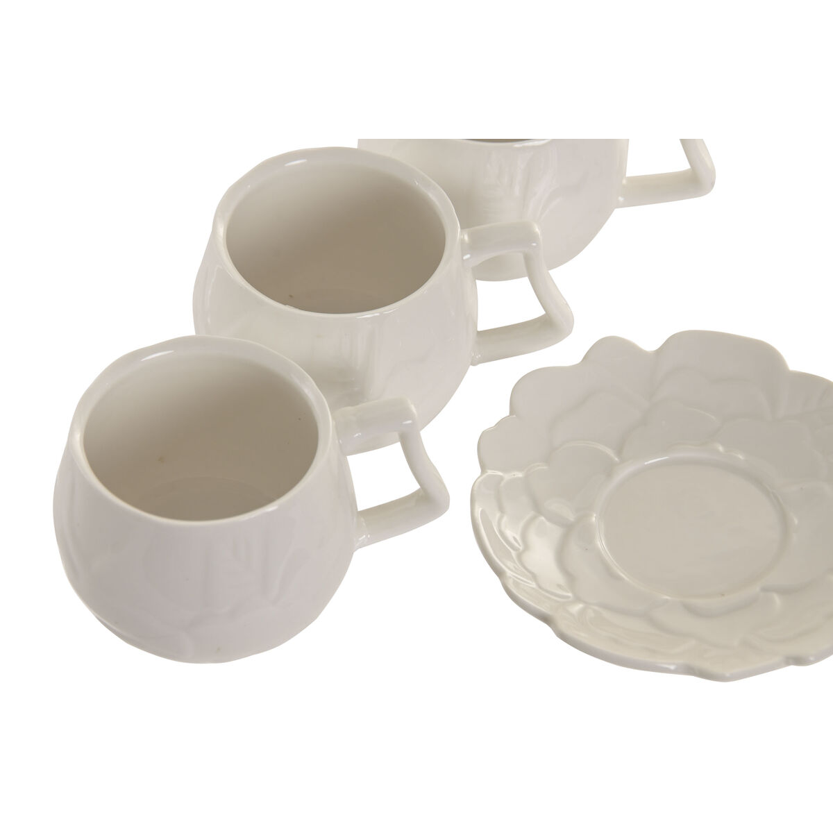 Set of 6 Cups with Plate Home ESPRIT White Porcelain 120 ml, view 3