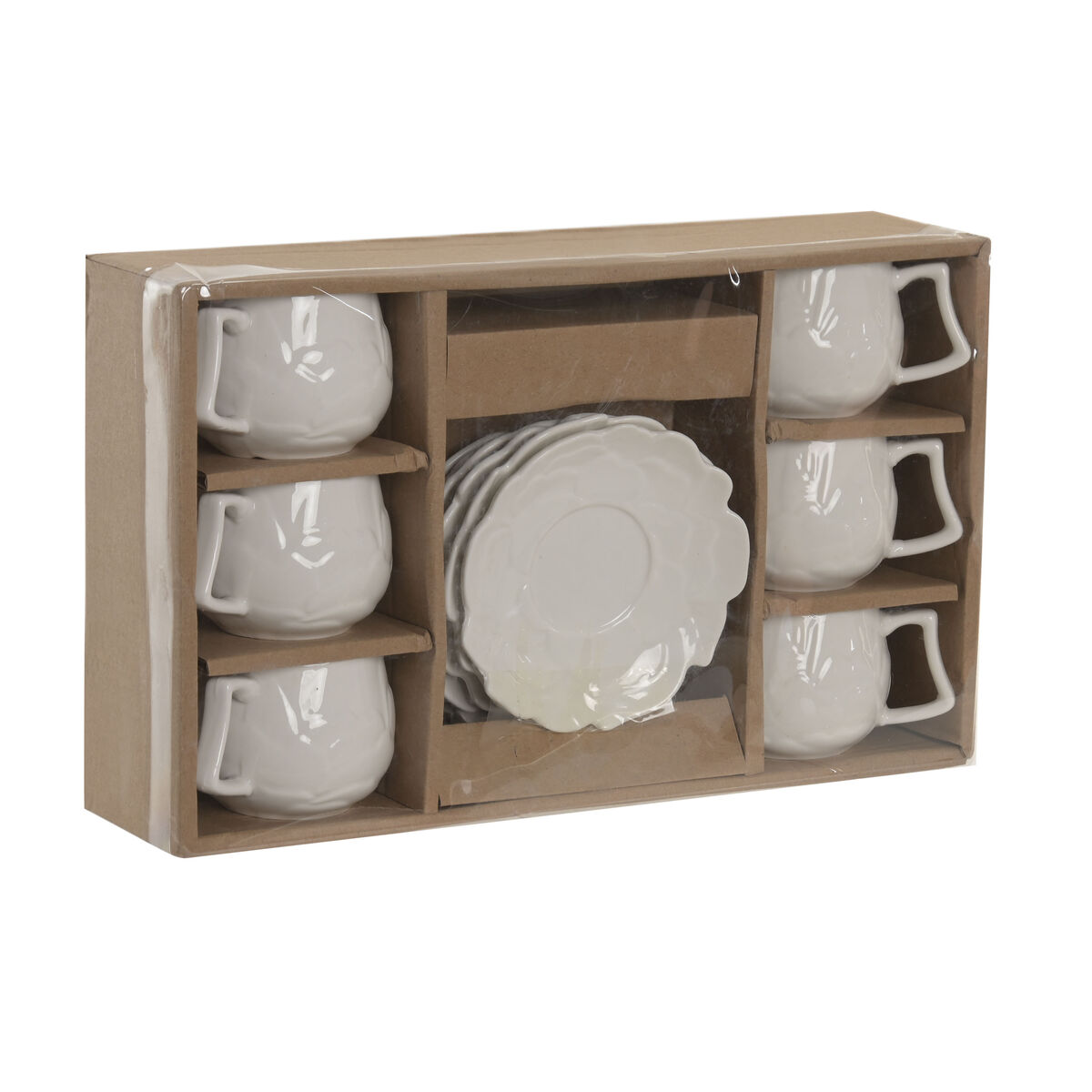 Set of 6 Cups with Plate Home ESPRIT White Porcelain 120 ml, view 4