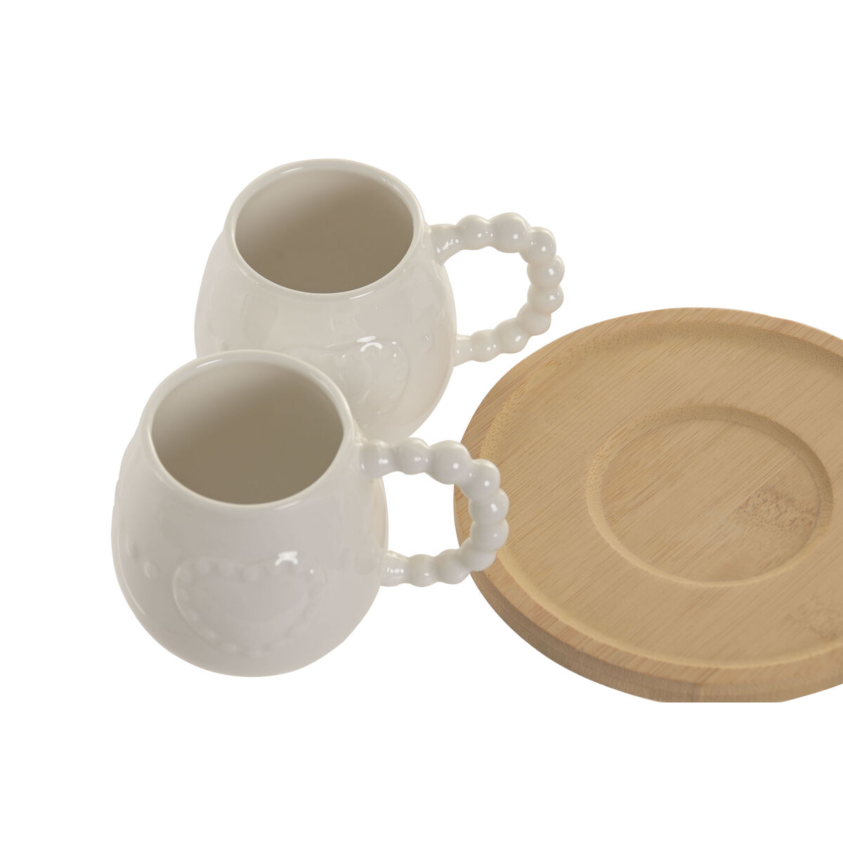 Set of 6 Cups with Plate Home ESPRIT White Bamboo Porcelain 150 ml, view 3