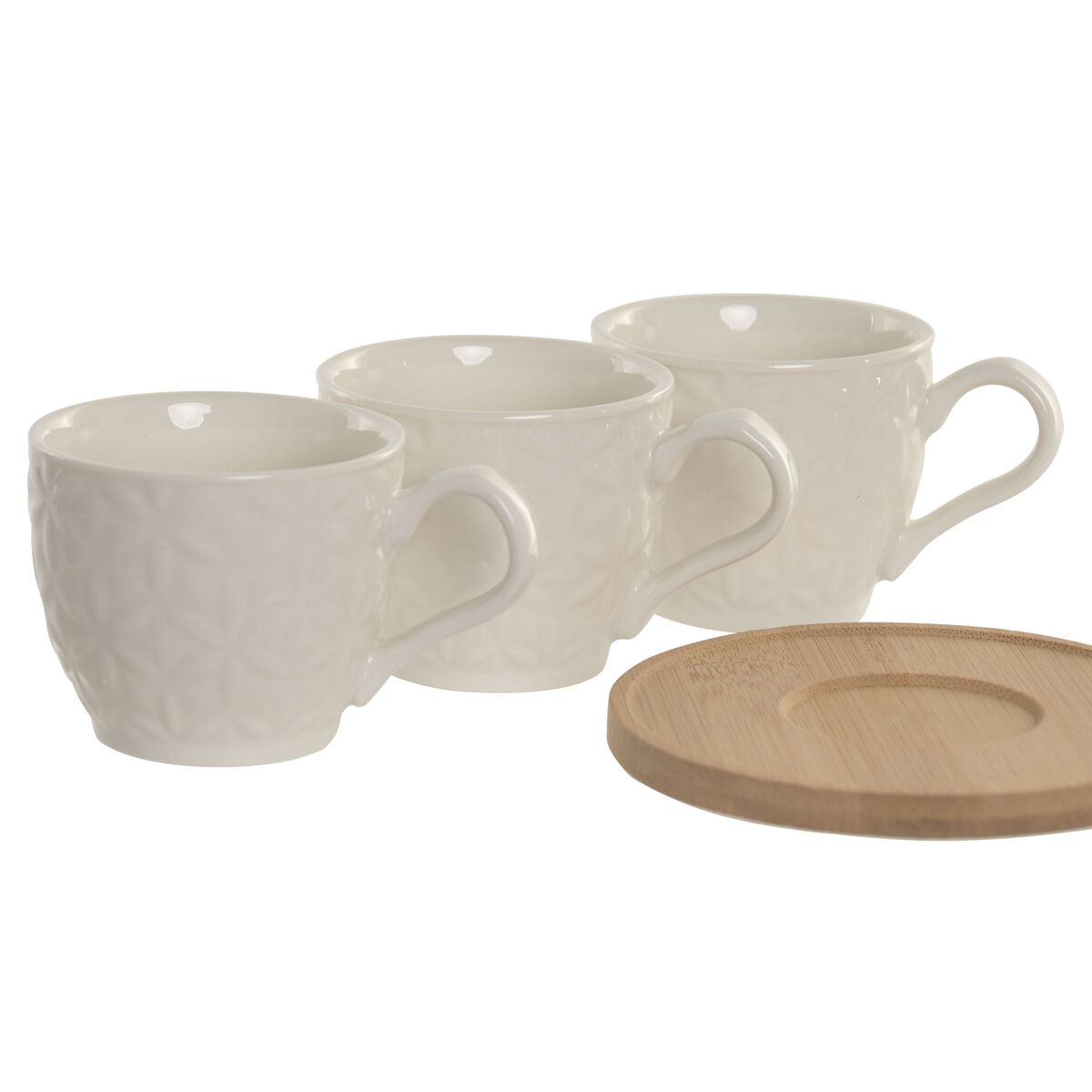 Set of 6 Cups with Plate Home ESPRIT White Bamboo Porcelain 90 ml, view 2