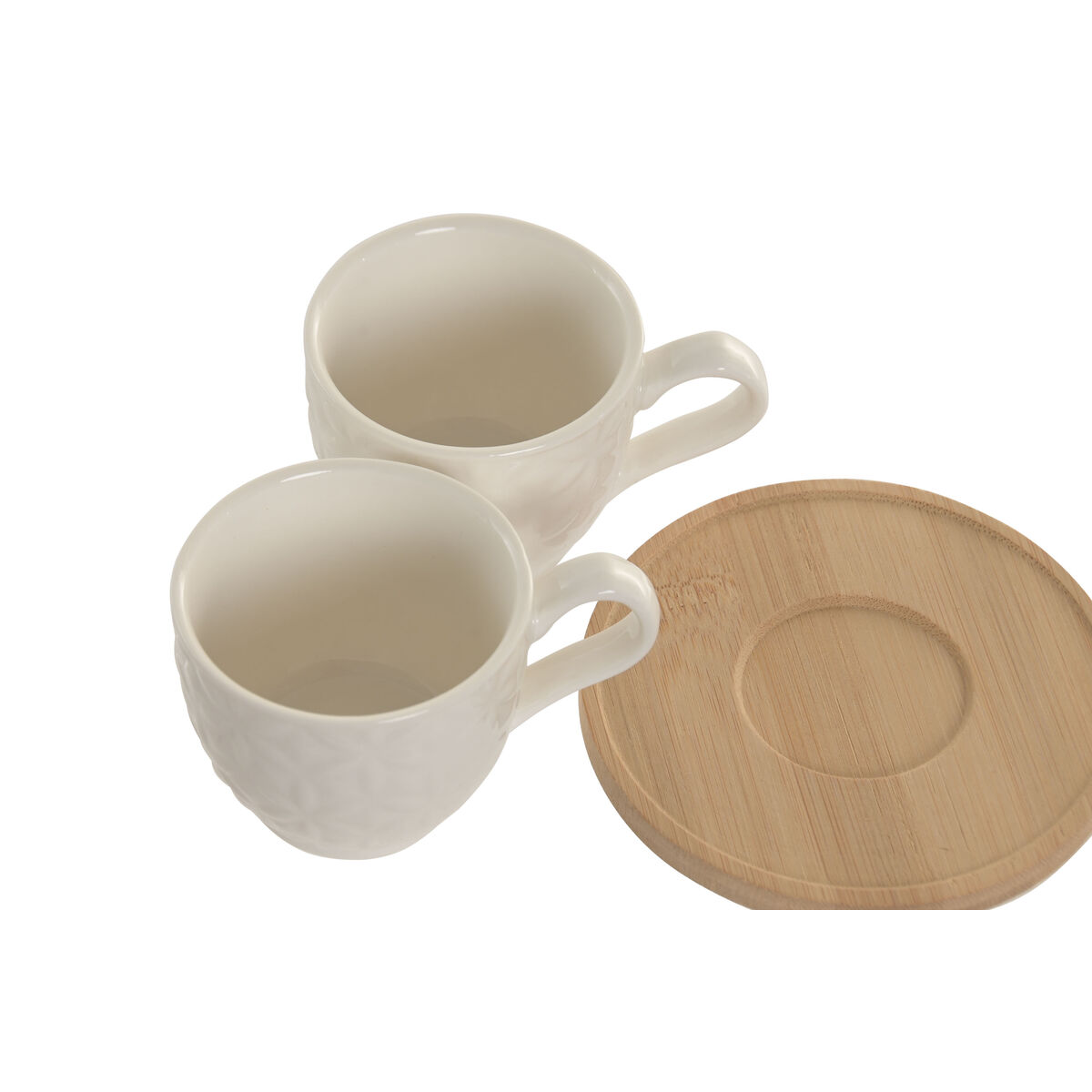 Set of 6 Cups with Plate Home ESPRIT White Bamboo Porcelain 90 ml, view 3