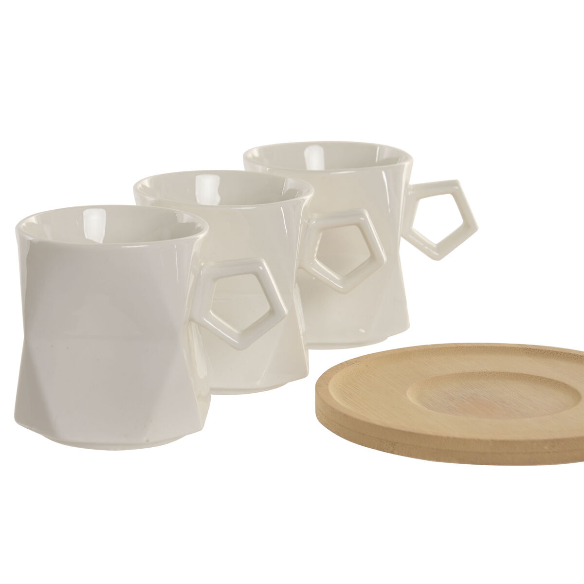 Set van 6 kopjes met schotel Home ESPRIT Wit Porselein 180 ml