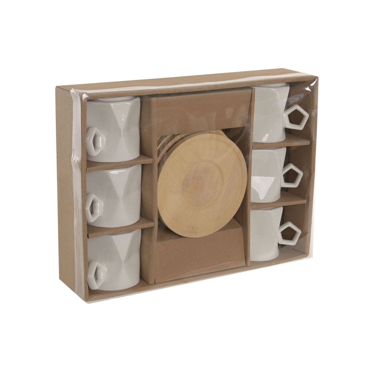 Set van 6 kopjes met schotel Home ESPRIT Wit Porselein 180 ml