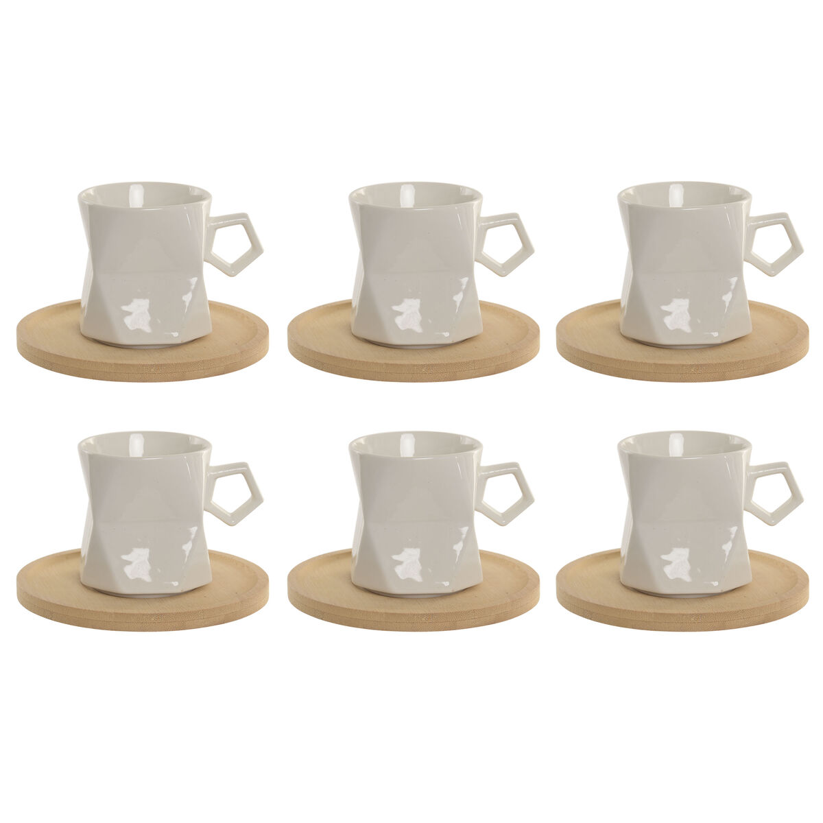 Set van 6 kopjes met schotel Home ESPRIT Wit Porselein 180 ml