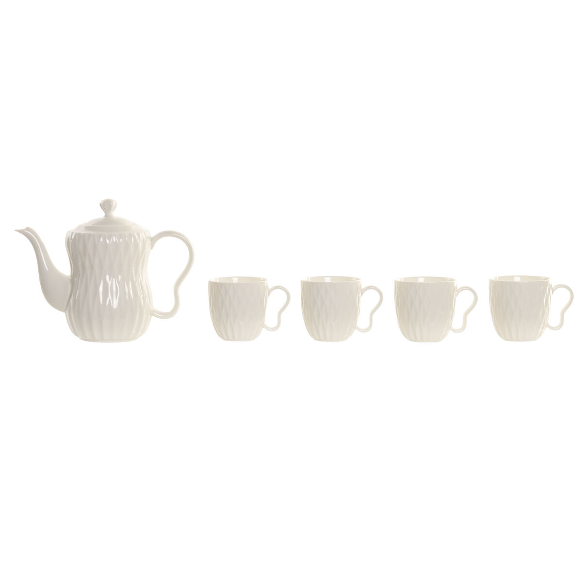 Set van koffiekopjes Home ESPRIT Wit Donkerbruin Bamboe Porselein 6 Onderdelen