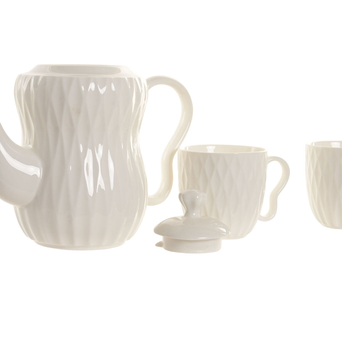 Set van koffiekopjes Home ESPRIT Wit Donkerbruin Bamboe Porselein 6 Onderdelen
