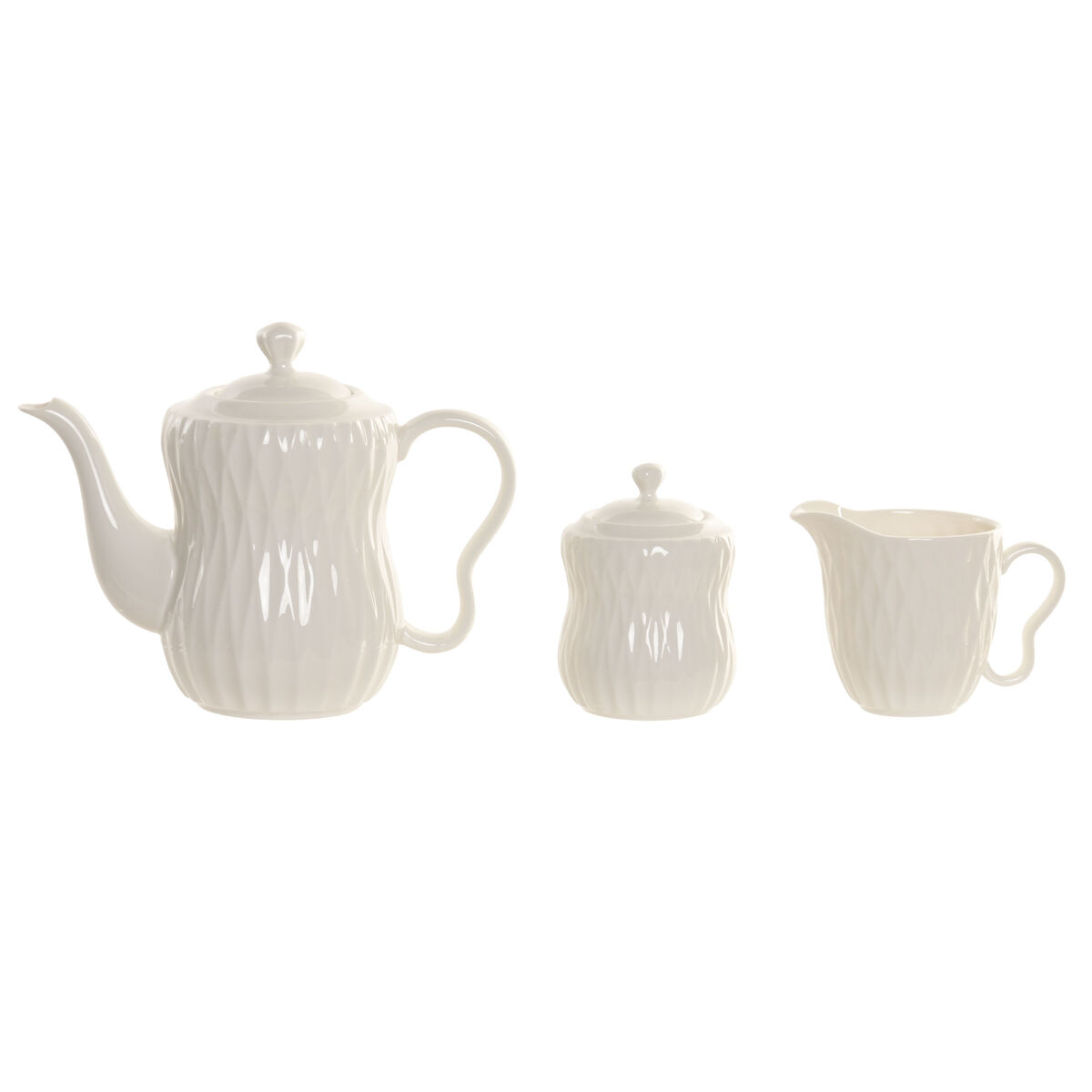 Tea Set Home ESPRIT White Dark brown Bamboo Porcelain, view 2