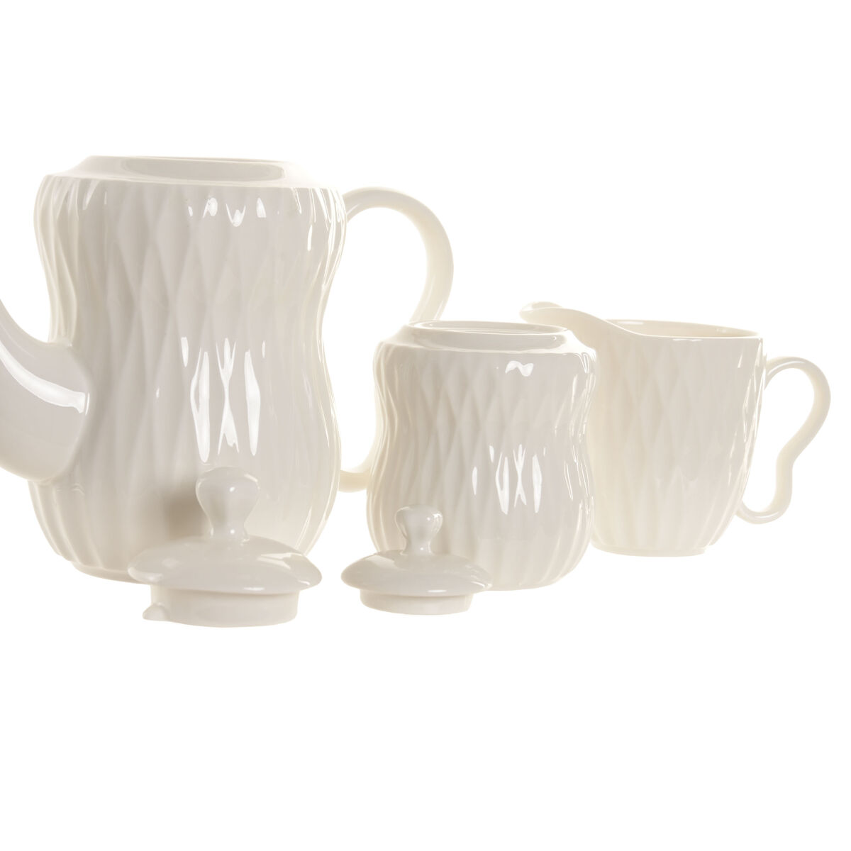 Tea Set Home ESPRIT White Dark brown Bamboo Porcelain, view 3