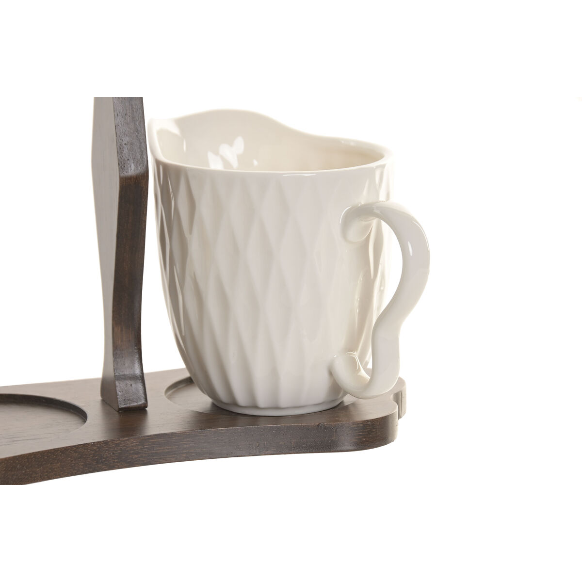 Sugar Bowl Home ESPRIT White Dark brown Bamboo Porcelain 19,5 X 9 X 15 CM 2 Pieces, view 3