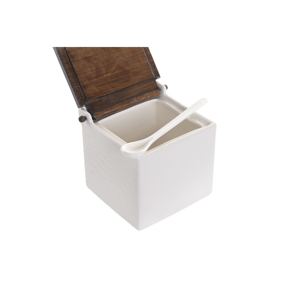 Salt Shaker with Lid Home ESPRIT White Dark brown Bamboo Porcelain 13 X 12 X 12,5 CM, view 3