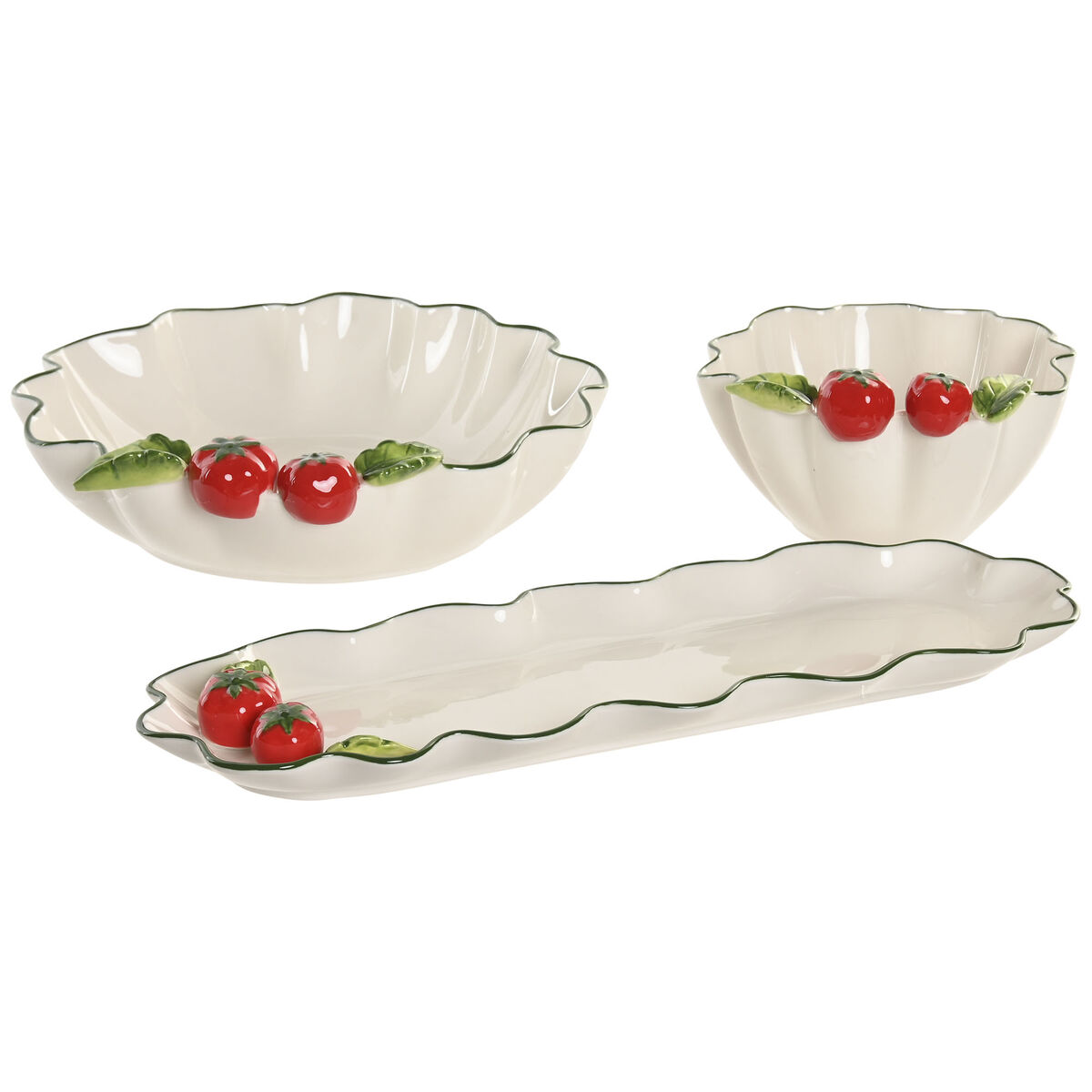 Saladekom Home ESPRIT Wit Rood Groen Keramiek