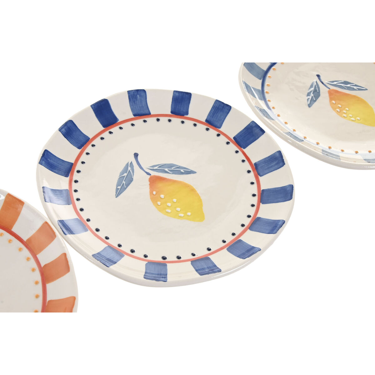Flat Plate Home ESPRIT Yellow Blue White Orange Stoneware Lemon Mediterranean (4 Units), view 2