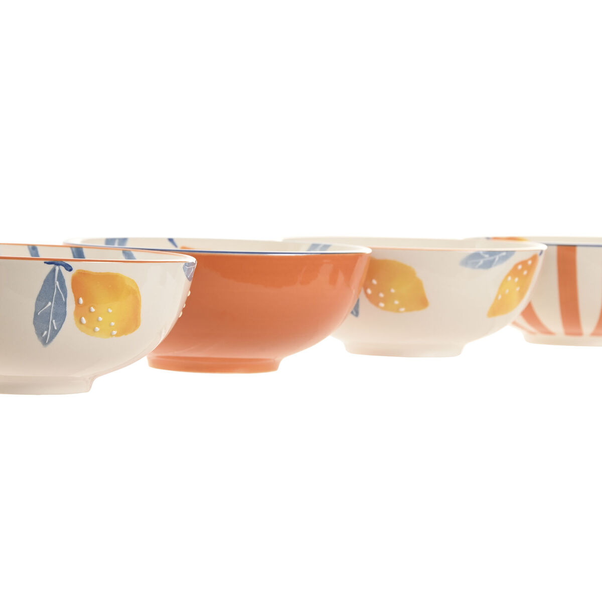 Bowl Home ESPRIT Yellow Blue White Orange Aluminium Stoneware Lemon Mediterranean With relief (4 Units), view 2