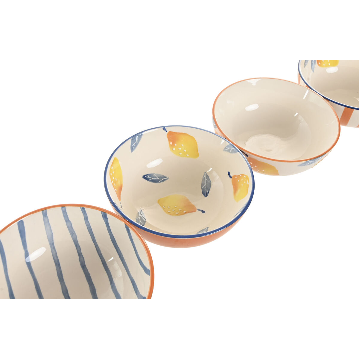 Bowl Home ESPRIT Yellow Blue White Orange Aluminium Stoneware Lemon Mediterranean With relief (4 Units), view 3