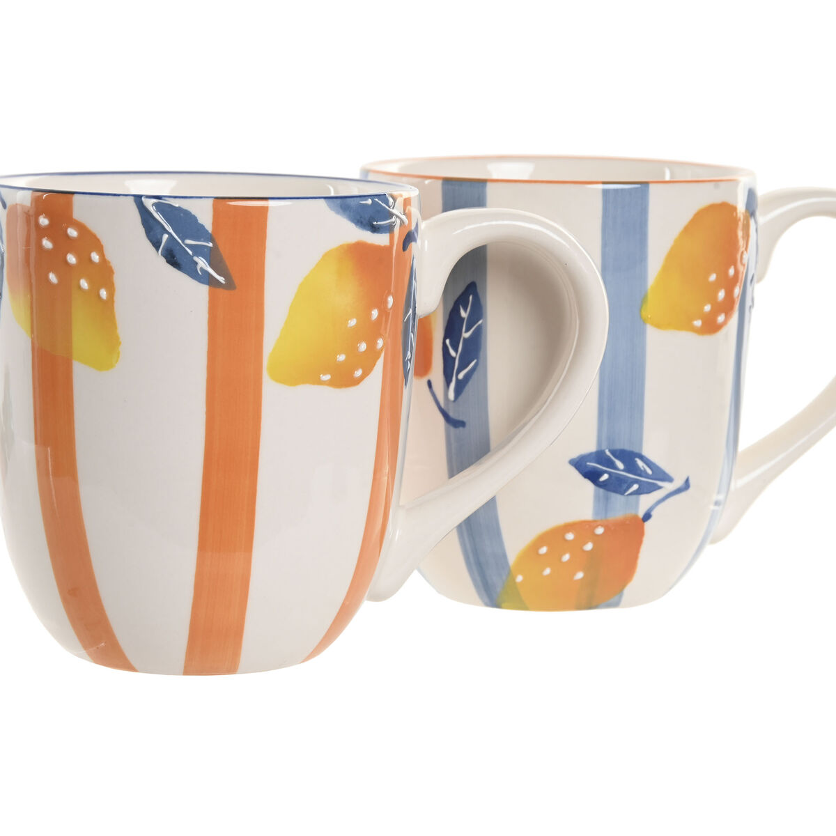 Mug Home ESPRIT Yellow Blue White Orange Lemon Mediterranean With relief 360 ml (4 Units), view 2