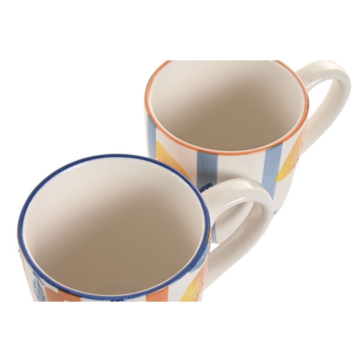 Mug Home ESPRIT Yellow Blue White Orange Lemon Mediterranean With relief 360 ml (4 Units), view 3