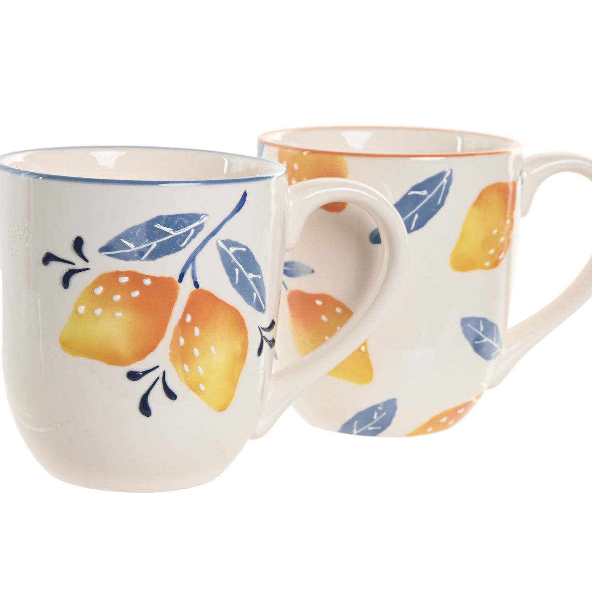 Mug Home ESPRIT Yellow Blue White Orange Lemon Mediterranean With relief 360 ml (4 Units), view 4