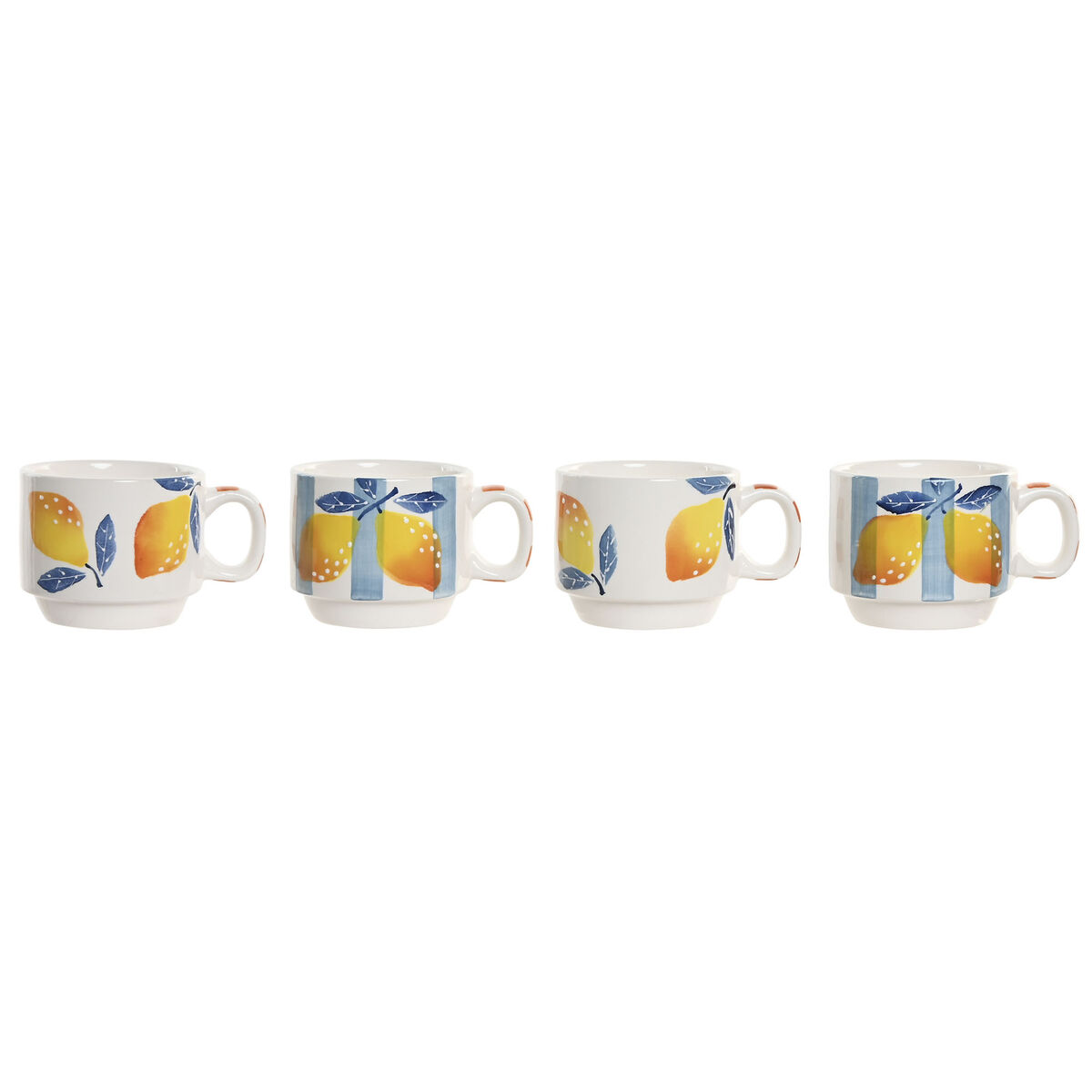 Piece Coffee Cup Set Home ESPRIT Yellow Blue White Orange Metal Dolomite 260 ml, view 2