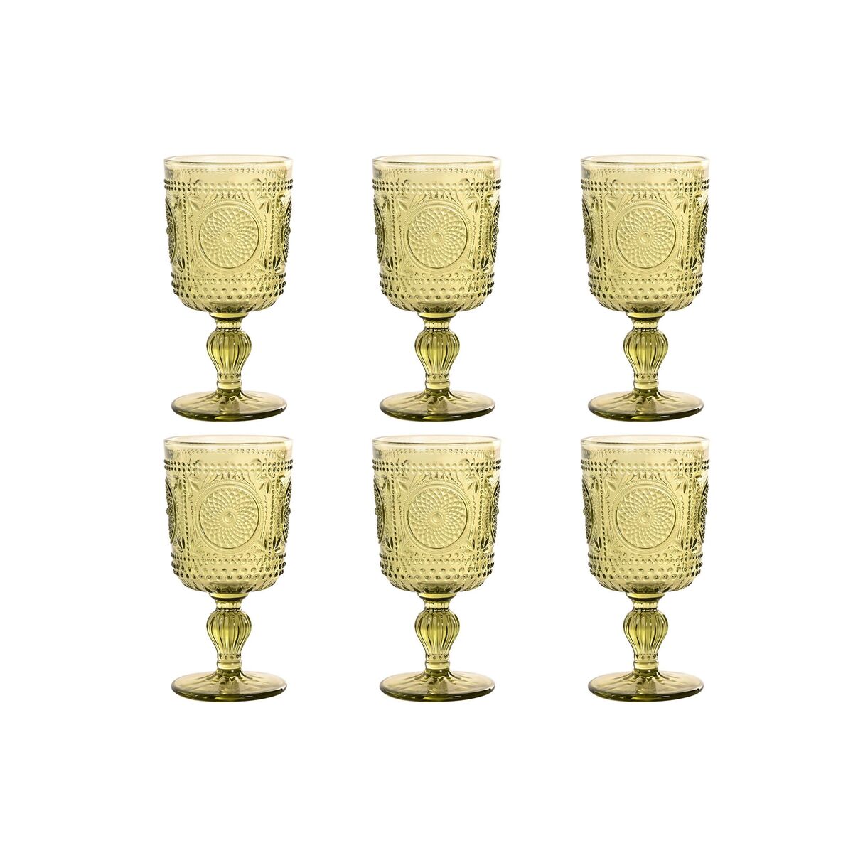 Set van bekers Home ESPRIT Groen Kristal 265 ml (6 Stuks)