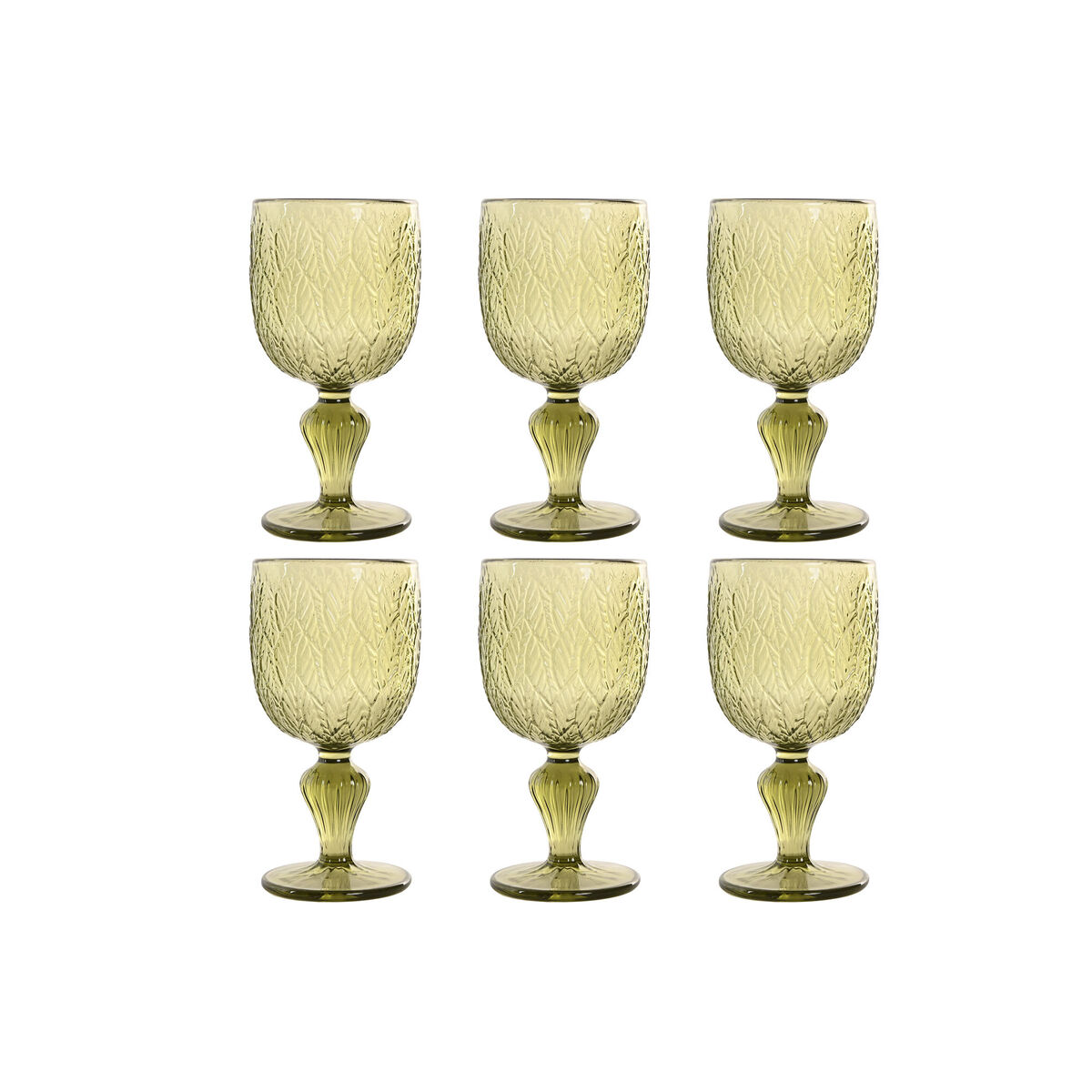 Set van bekers Home ESPRIT Groen Kristal 340 ml (6 Stuks)