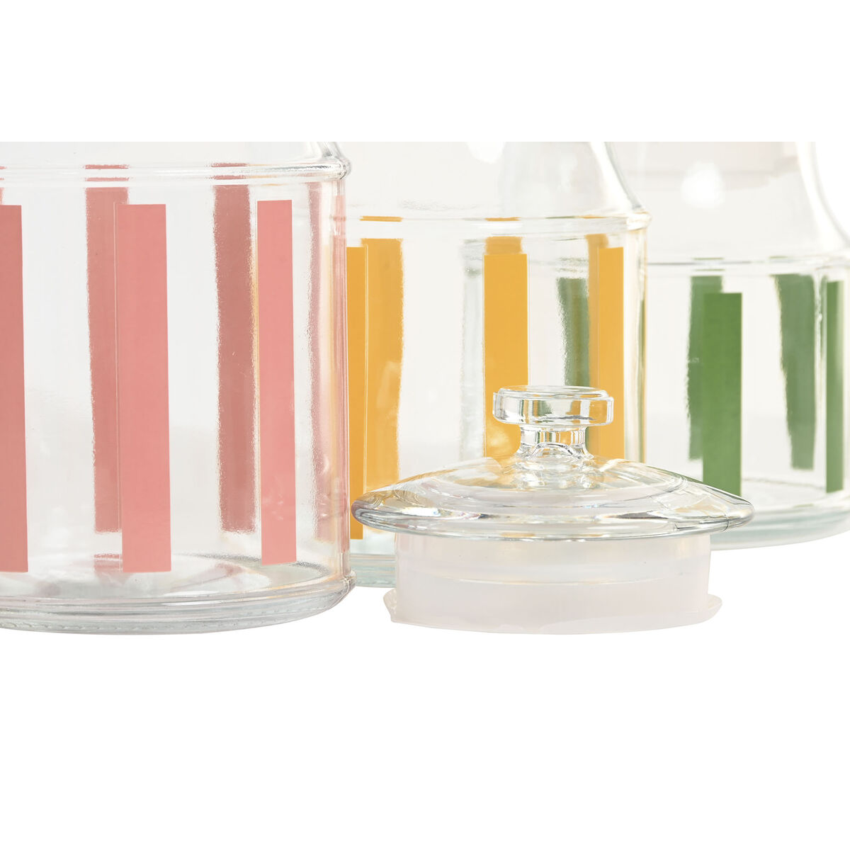 Set van 3 Potjes Home ESPRIT Multicolour Strepen Modern 1 L 1,2 L 3 Onderdelen