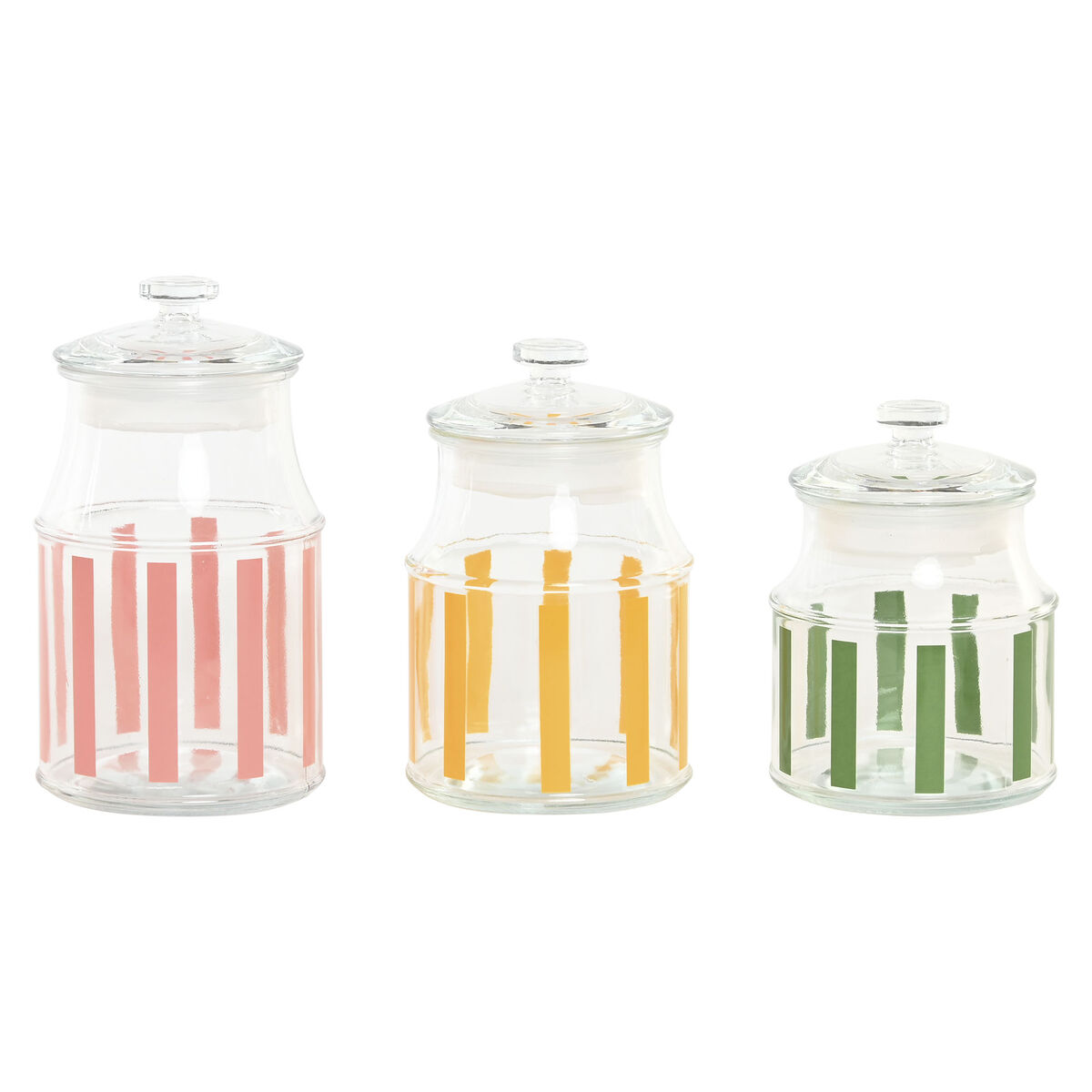 Set van 3 Potjes Home ESPRIT Multicolour Strepen Modern 1 L 1,2 L 3 Onderdelen