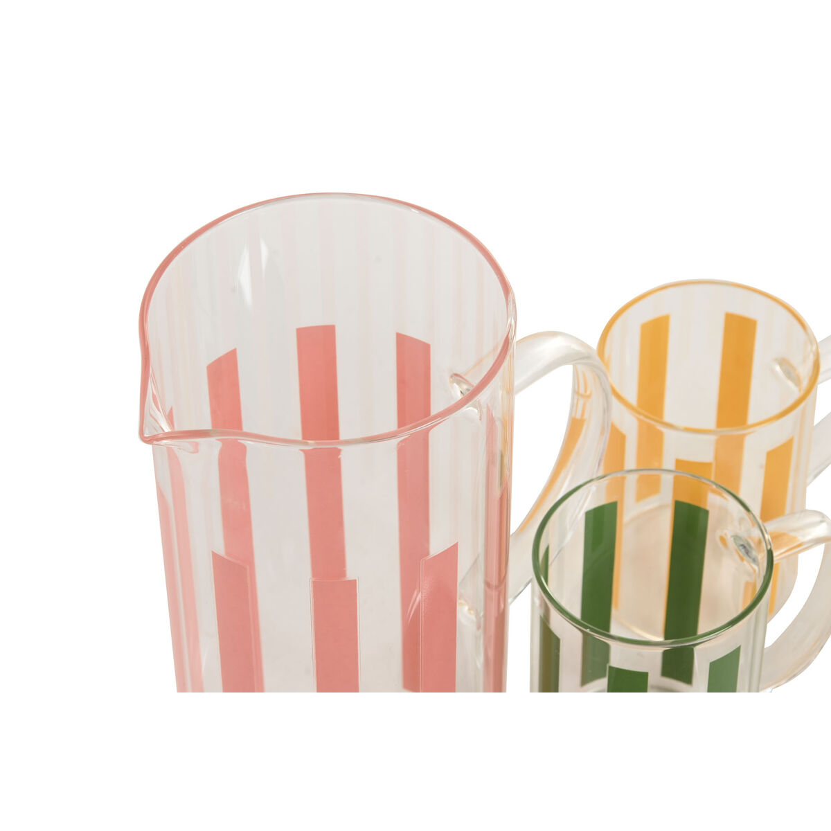 Jug and glasses set Home ESPRIT Yellow Green Coral Stainless steel Crystal Stripes Modern, view 3