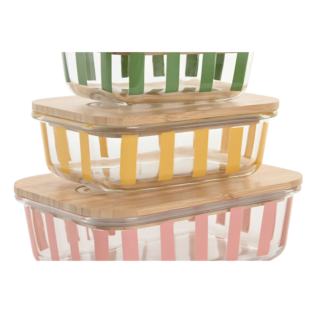 Lunchbox Home ESPRIT Geel Groen Koraal Kristal Borosilicaatglas Strepen Modern 1 L 660 ml