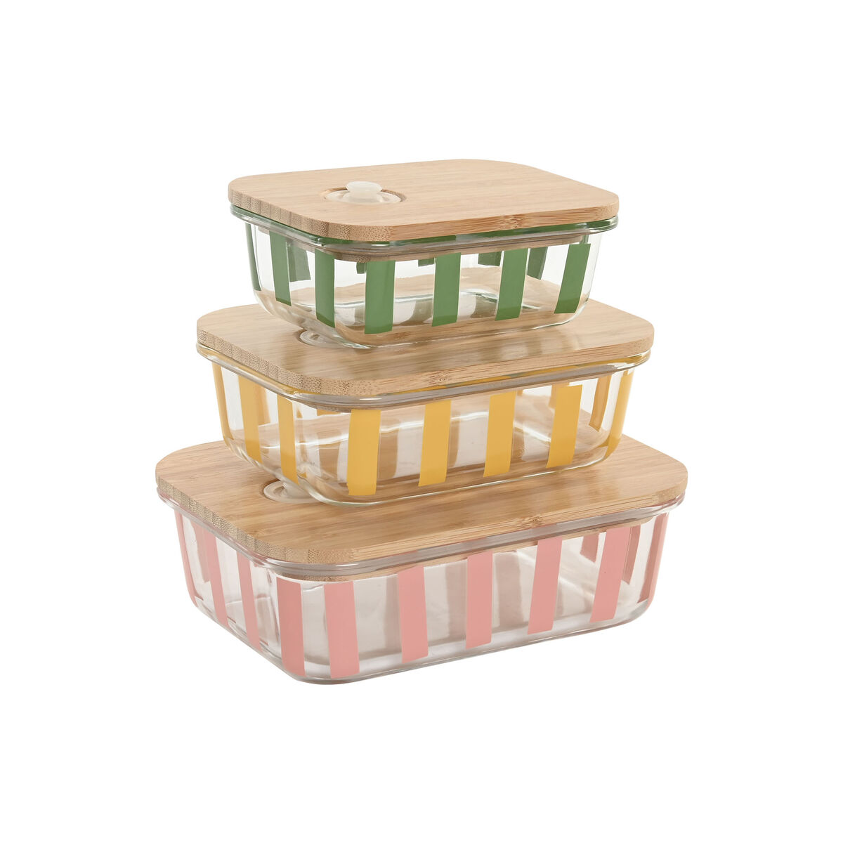 Lunchbox Home ESPRIT Geel Groen Koraal Kristal Borosilicaatglas Strepen Modern 1 L 660 ml