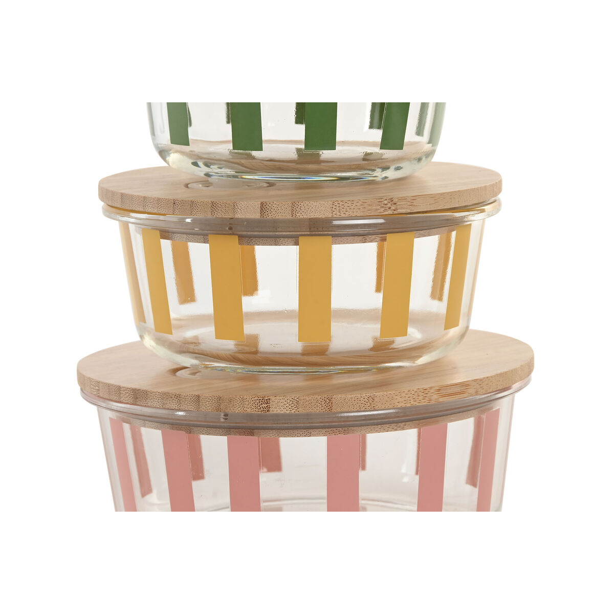 Lunch box Home ESPRIT Yellow Green Coral Crystal Borosilicate Glass Stripes Modern 900 ml, view 2