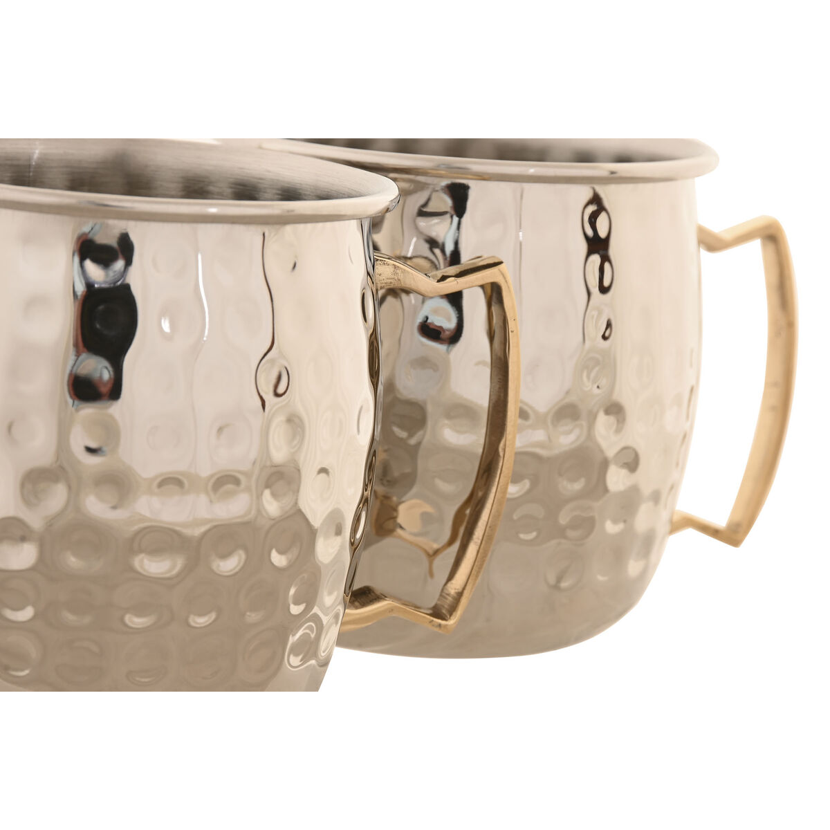 Set van 2 mokken Home ESPRIT Gouden Zilverkleurig Loft 480 ml (2 Stuks)