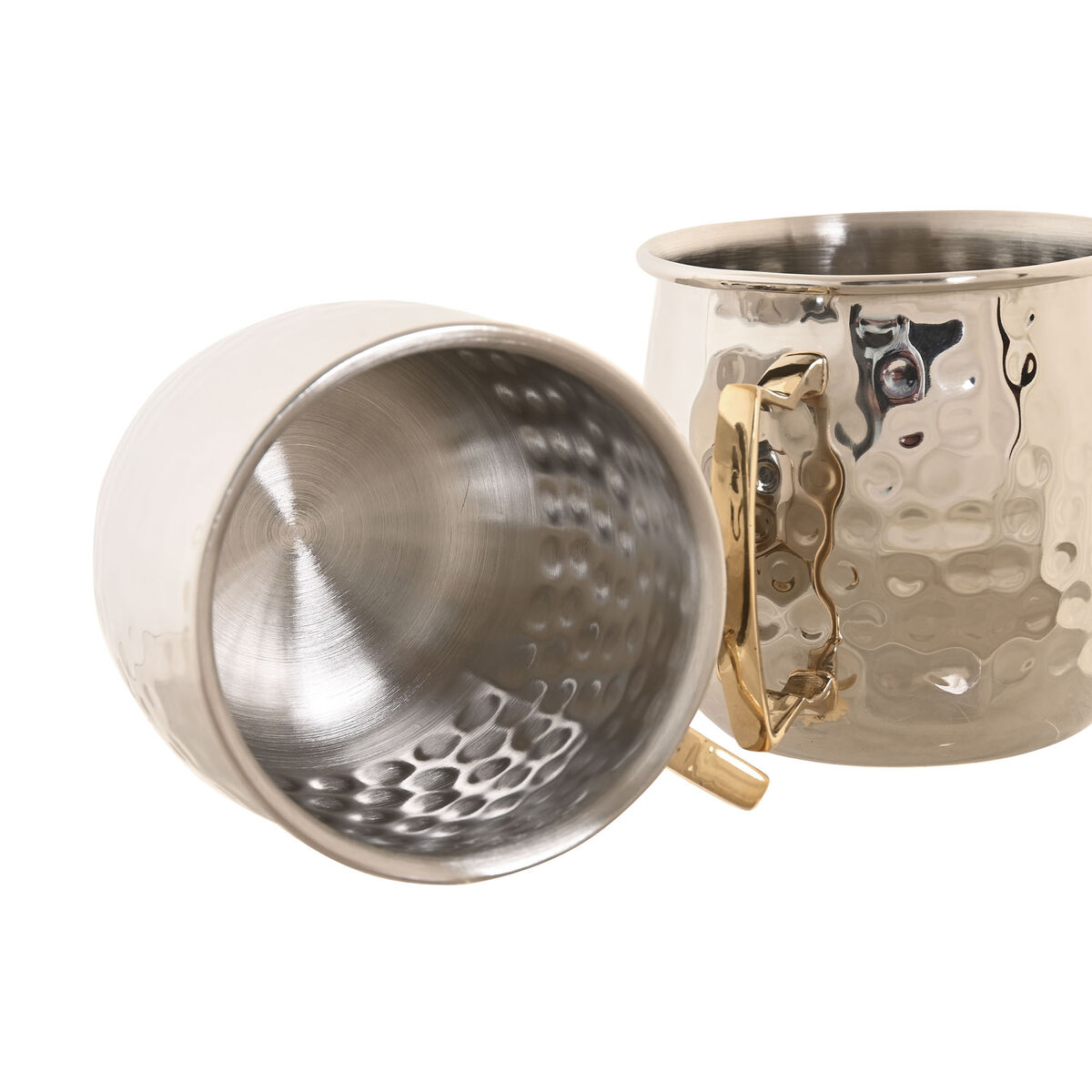Set van 2 mokken Home ESPRIT Gouden Zilverkleurig Loft 480 ml (2 Stuks)