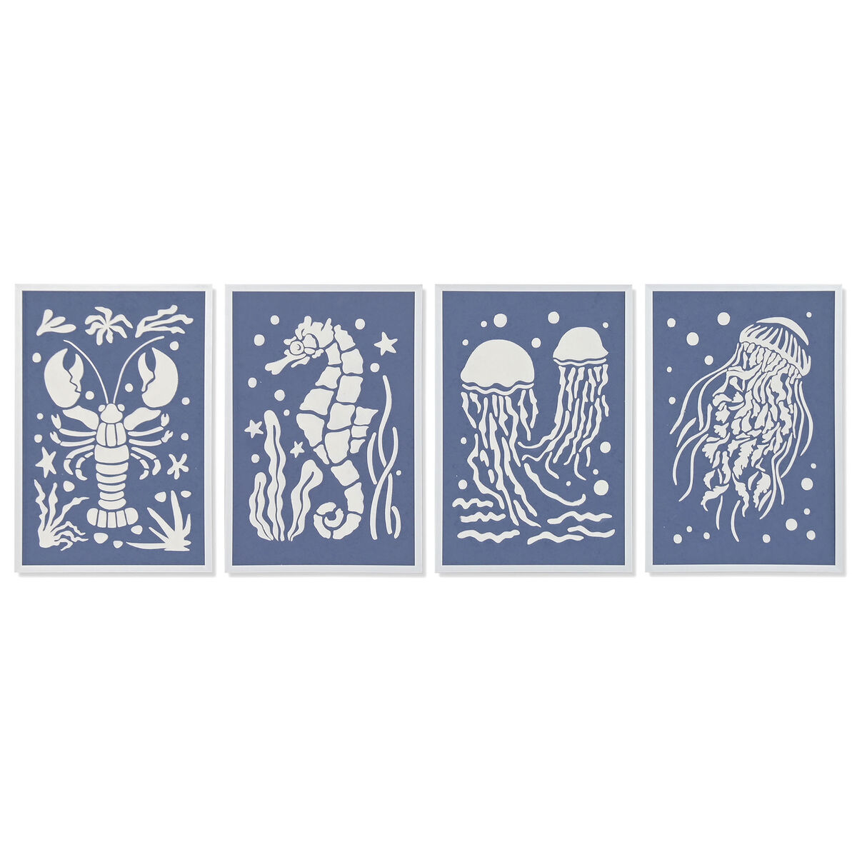 Schilderij Home ESPRIT Blauw Wit Navy 40 x 3 x 60 cm (4 Stuks)