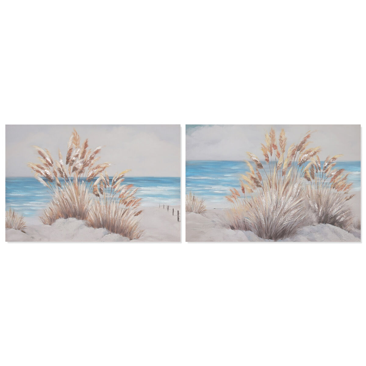 Canvas Home ESPRIT Blauw Beige Strand Mediterrane 120 x 2,8 x 80 cm (2 Stuks)