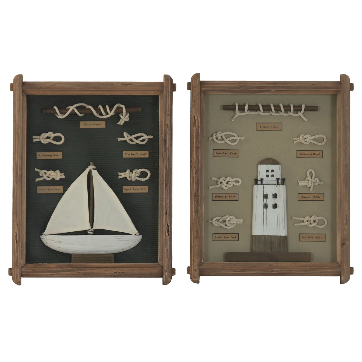 Schilderij Home ESPRIT Blauw Natuurlijk Naakt 34 x 4 x 46 cm (2 Stuks)