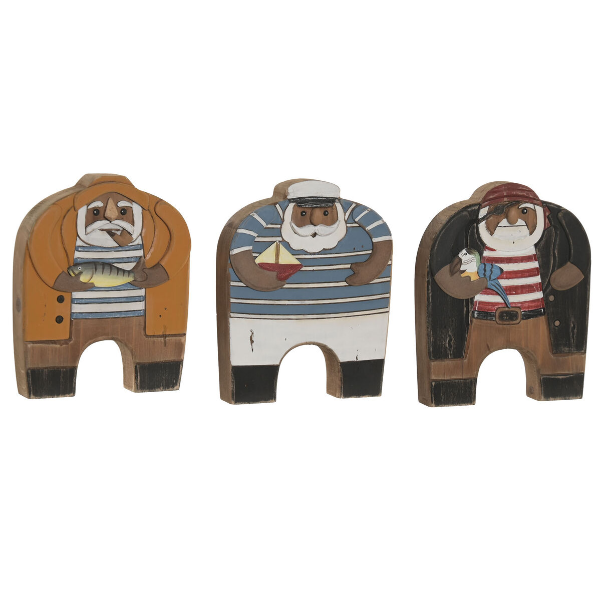 Decoratieve figuren Home ESPRIT Blauw Oranje Natuurlijk Zeeman (3 Stuks)